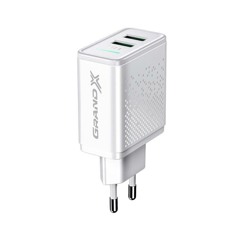 Сетевое зарядное устройство Grand-X (2xUSB 3.1А) White (CH-60W) с защитой от перегрузки