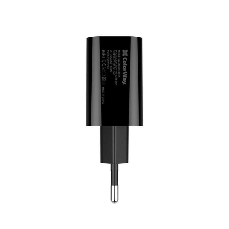 Сетевое зарядное устройство ColorWay (1USB Type-C PDx3A) Black (CW-CHS026PD-BK)