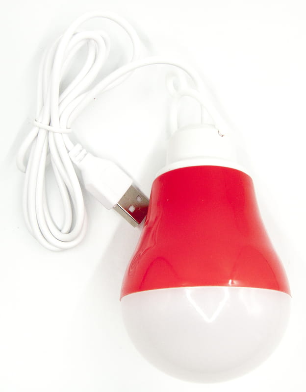 USB-светильник с LED-лампочкой Dengos, шнур ~1м, 5V, 5W, Red (LED-BULB-5V5W-RED)