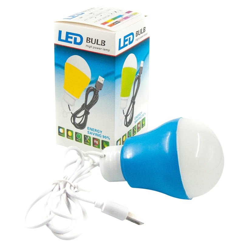 USB-светильник с LED-лампочкой Dengos, шнур ~1м, 5V, 5W, Blue (LED-BULB-5V5W-BLUE)