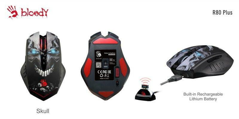 Мышь беспроводная Bloody R80 Plus (Skull) Black