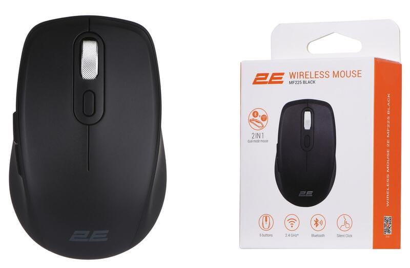 Миша бездротова 2E MF225 Silent WL BT Black (2E-MF225WBK)