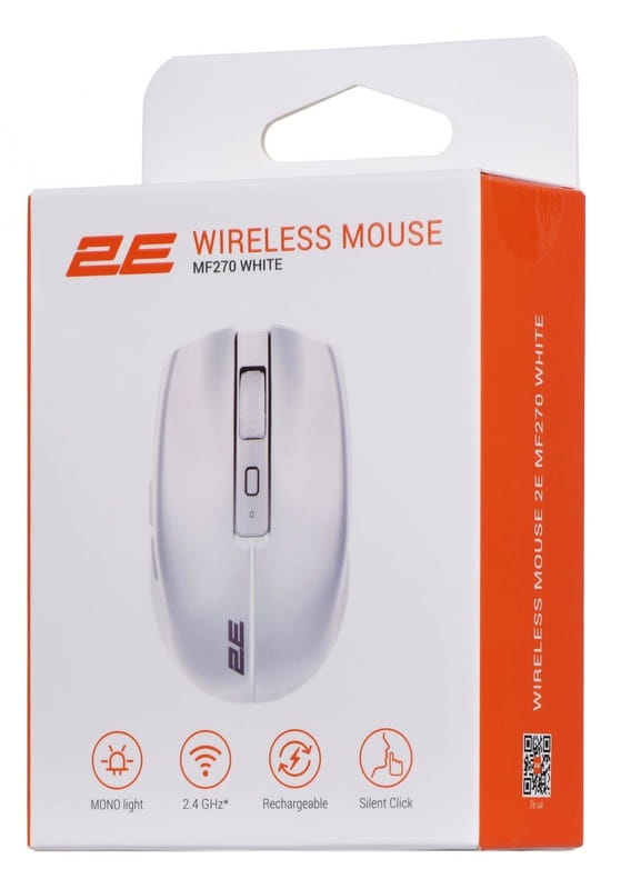 Миша бездротова 2E MF270 Silent Rechargeable WL White (2E-MF270WWH)