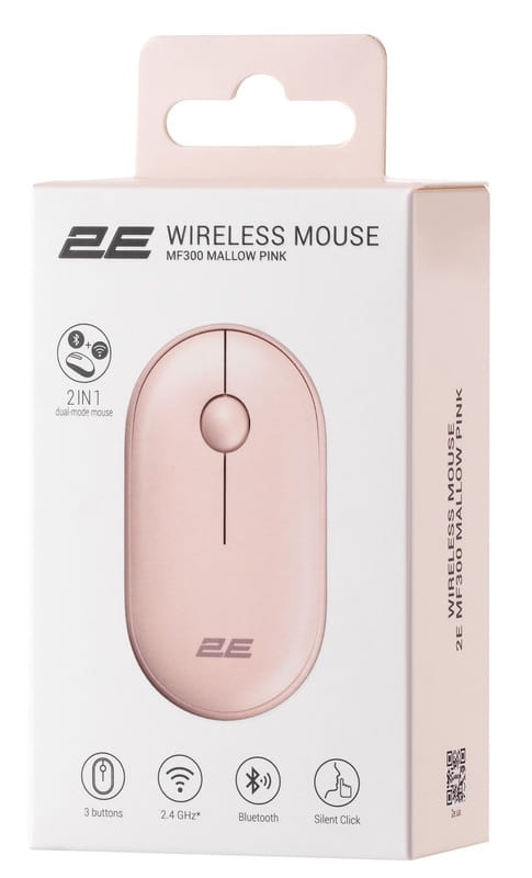Мышь беспроводная 2E MF300 Silent Mallow Pink (2E-MF300WPN)