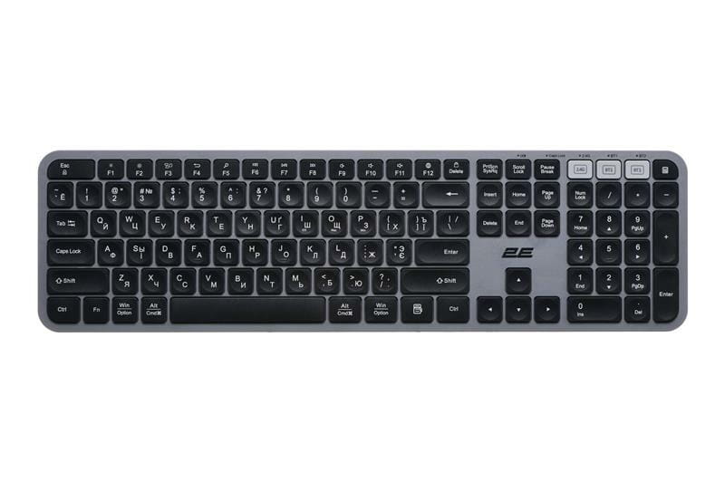 Клавіатура бездротова 2E KS240 WL BT Gray (2E-KS240WG)