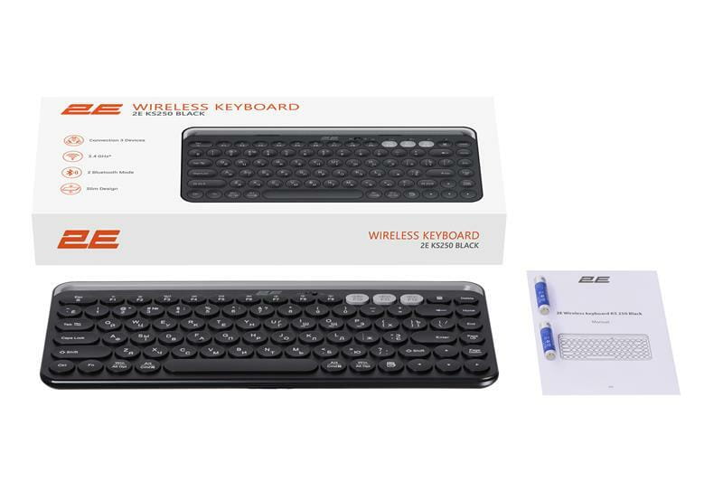 Клавіатура бездротова 2E KS250 WL BT Black (2E-KS250WBK)