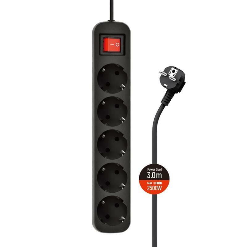 Фильтр питания СolorWay (CW-PSEA53BK) 5 розеток, 3м, Black