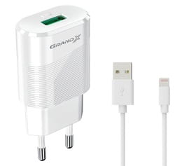 Купить Сетевое зарядное устройство Grand-X CH-17WL (1xUSB 2.1А) White + кабель Lightning Сетевое зарядное устройство Grand-X CH-17WL (1xUSB 2.1А) White + кабель Lightning