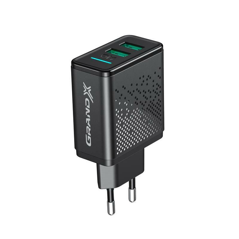 Сетевое зарядное устройство Grand-X CH-60 (2xUSB 3.1А) Black