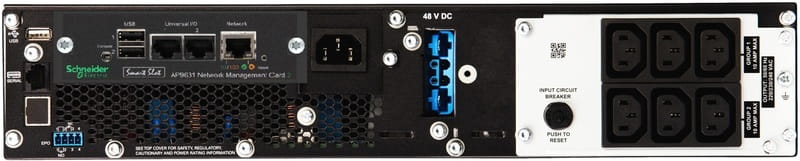Джерело безперебійного живлення APC Smart-UPS SRT 1500VA, Online, 6 х IEC, RJ-45, USB, with Network Card, метал (SRT1500RMXLI-NC)
