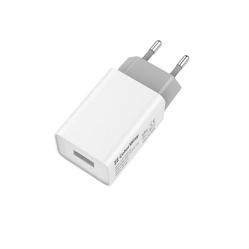 Мережевий зарядний пристрій ColorWay AutoID (1USBx2A) White (CW-CHS012-WT)