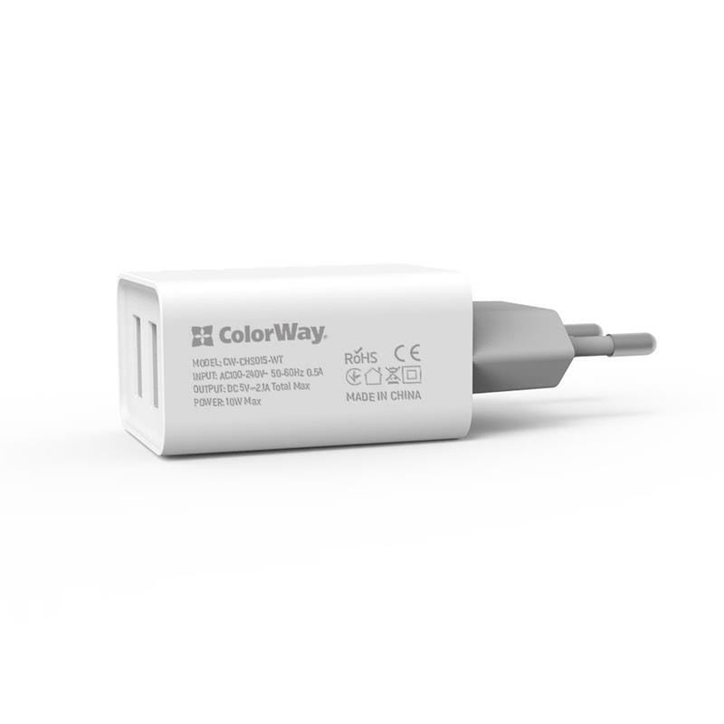 Сетевое зарядное устройство ColorWay AutoID (2USBx2.1A) White (CW-CHS015-WT)