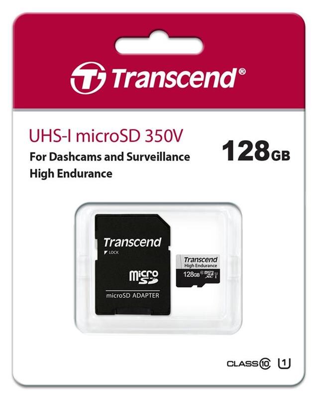 Карта памяти MicroSDXC 128GB UHS-I/U1 Class 10 Transcend 350V + SD-адаптер (TS128GUSD350V)