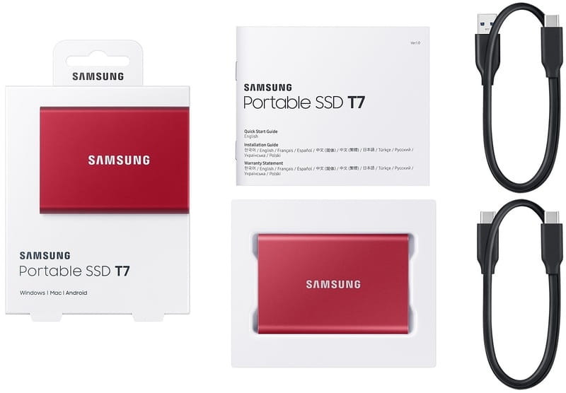 Накопитель внешний SSD 2.5" USB 2.0TB Samsung T7 Red (MU-PC2T0R/WW)