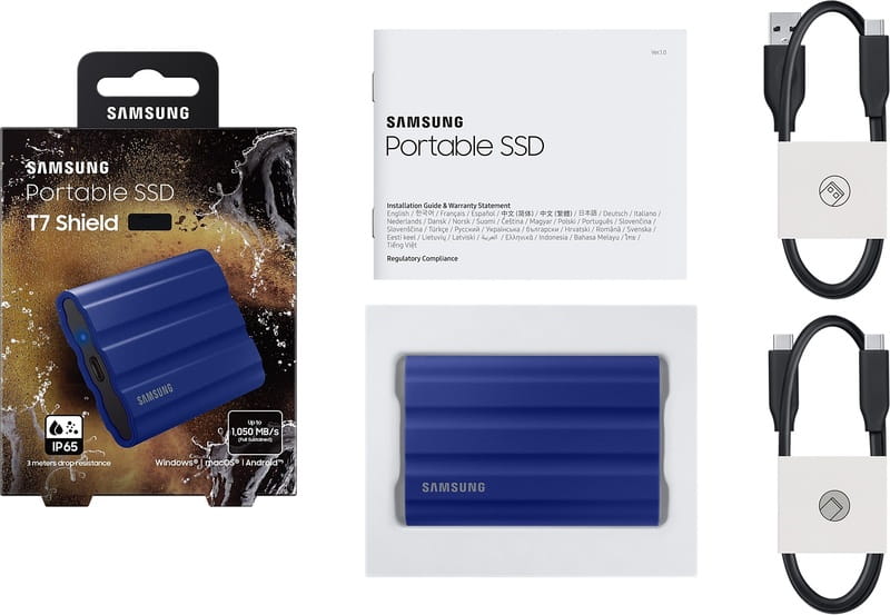 Накопитель внешний SSD 2.5" USB 2.0TB Samsung T7 Shield Blue (MU-PE2T0R/EU)