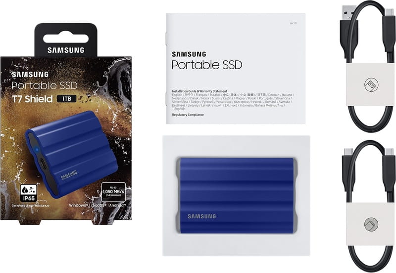 Накопитель внешний SSD 2.5" USB 1.0TB Samsung T7 Shield Blue (MU-PE1T0R/EU)