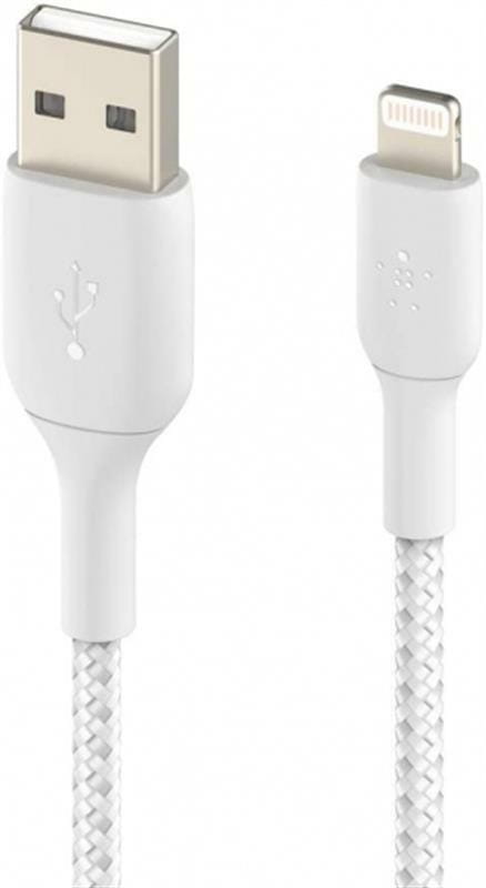 Кабель Belkin Braided USB-Lightning, 2м White (CAA002BT2MWH)