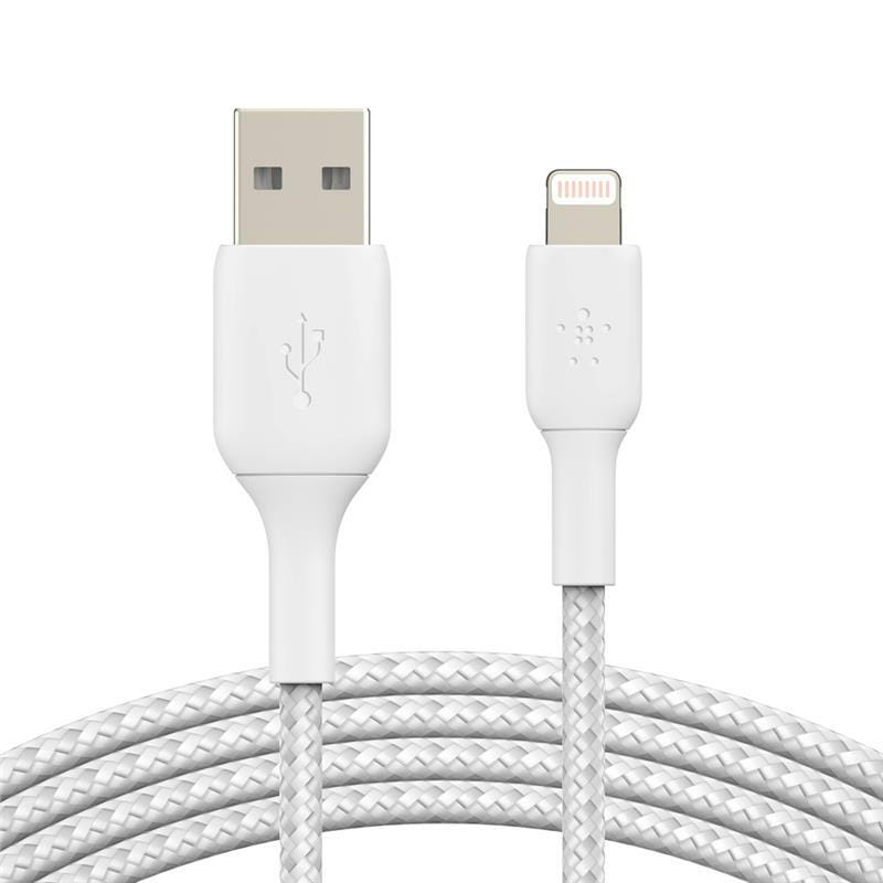 Кабель Belkin Braided USB-Lightning, 2м White (CAA002BT2MWH)