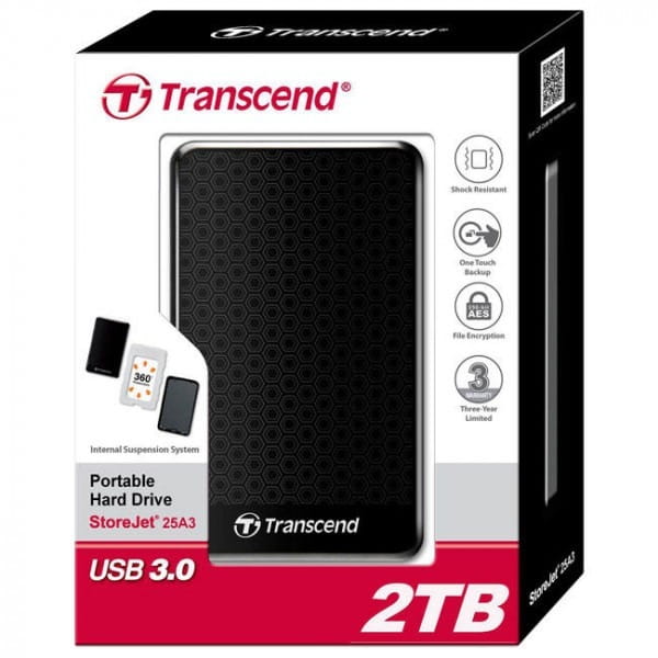 Зовнішній жорсткий диск 2.5" USB3.0 2.0TB Transcend Portable (TS2TSJ25A3K)