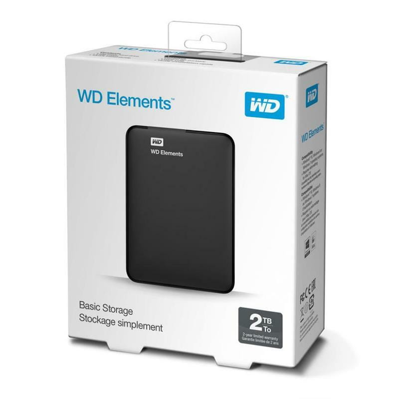 Внешний жесткий диск 2.5" USB 2.0TB WD Elements Portable Black (WDBU6Y0020BBK-WESN)