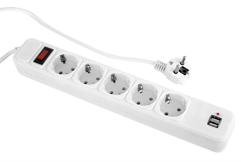 Фильтр питания ProLogix (PRS-075P5CUSB-18W) 0.75 мм медь , 5 розеток, 1.8 м, 2xUSB 3.0, белый