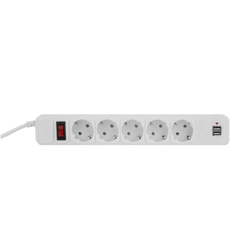 Фильтр питания ProLogix (PRS-075P5CUSB-18W) 0.75 мм медь , 5 розеток, 1.8 м, 2xUSB 3.0, белый