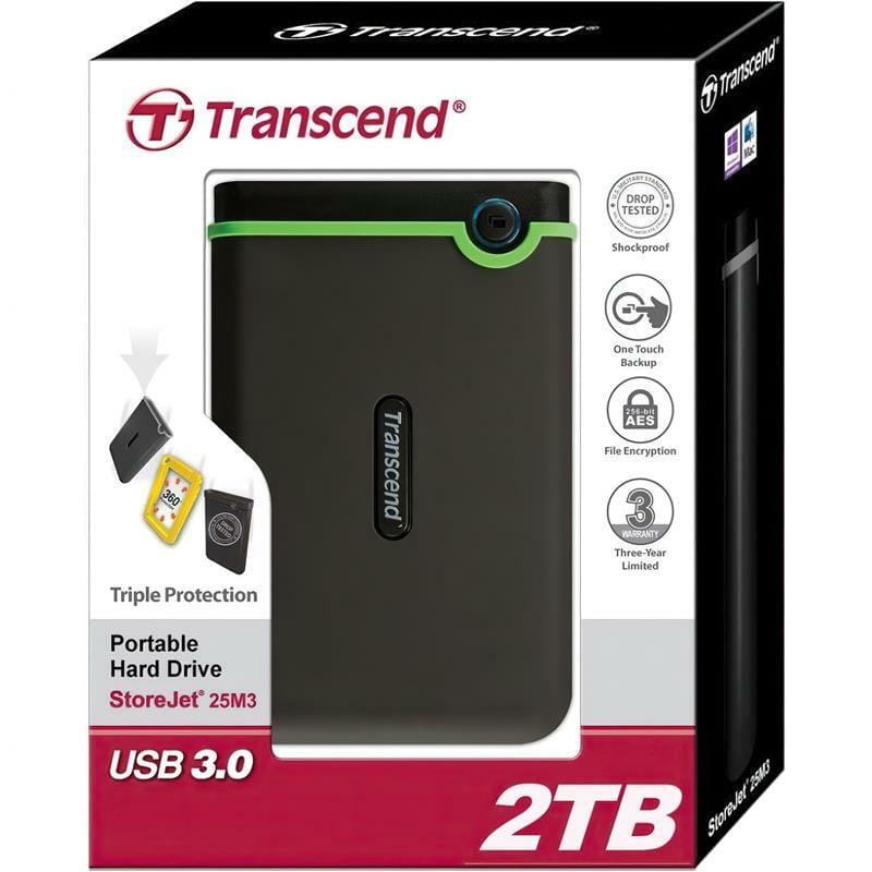 Накопичувач зовнiшнiй HDD 2.5" USB 2.0TB Transcend StoreJet 25M3 Iron Gray Slim (TS2TSJ25M3S)