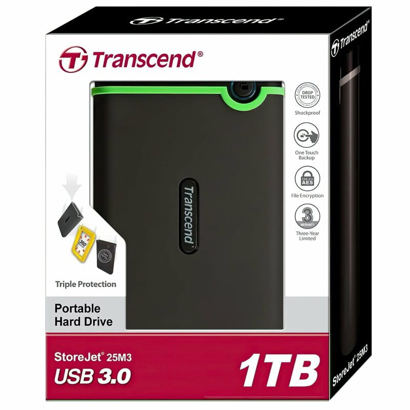 Накопичувач зовнiшнiй HDD 2.5" USB 1.0TB Transcend StoreJet 25M3 Iron Gray Slim (TS1TSJ25M3S)