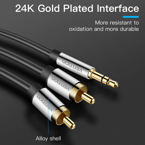 Кабель Vention 3.5 мм - 2xRCA, М/M, 0.5 м, черный (BCFBD)