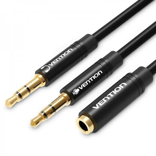 Photos - Cable (video, audio, USB) Vention Кабель  3.5 мм - 2х3.5 мм (M/F), 1 м, Black  BBUBF (BBUBF)
