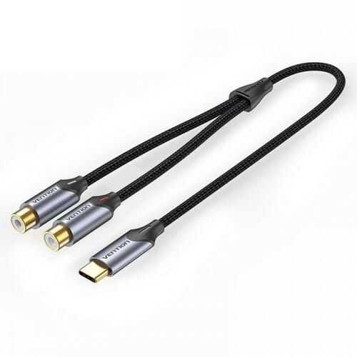 Photos - Cable (video, audio, USB) Vention Кабель  2хRCA - USB Type-C (F/M), 1 м, Black  BGVBF (BGVBF)
