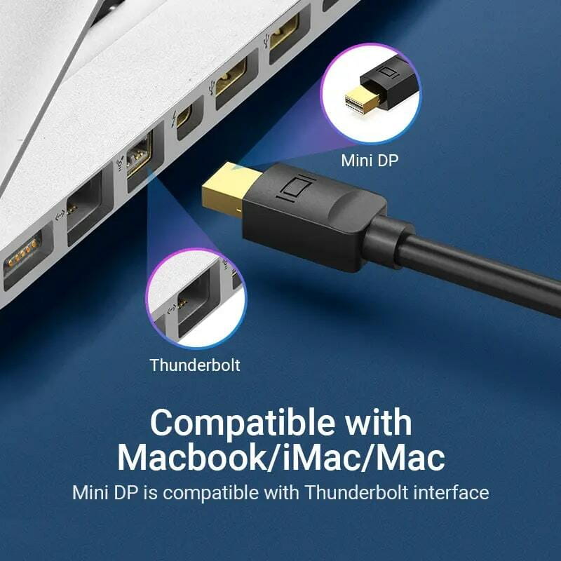 Кабель Vention MiniDisplayPort - DisplayPort V 1.2 (M/M), 3 м, черный (HAABI)