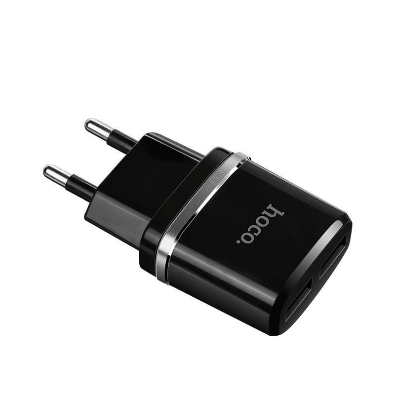 Зарядное устройство Hoco C12 Smart (2USB, 2.4А) Black (6957531064114) + кабель MicroUSB