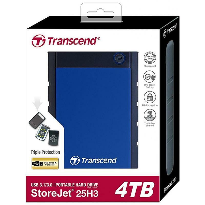 Внешний жесткий диск 2.5" USB 4.0TB Transcend StoreJet 25H3 Navy Blue (TS4TSJ25H3B)