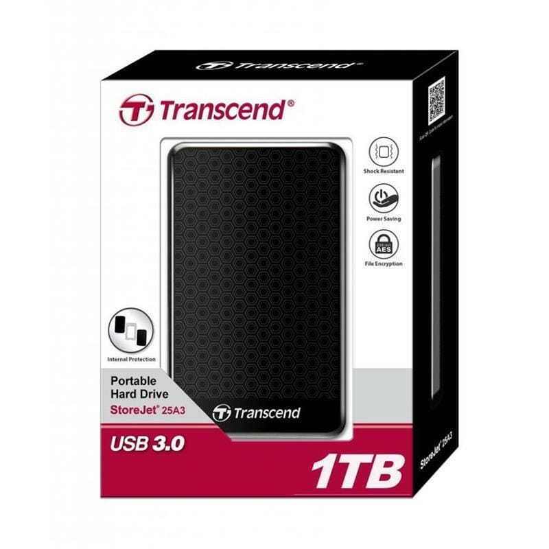 Внешний жесткий диск 2.5" USB 1.0TB Transcend StoreJet (TS1TSJ25A3K)