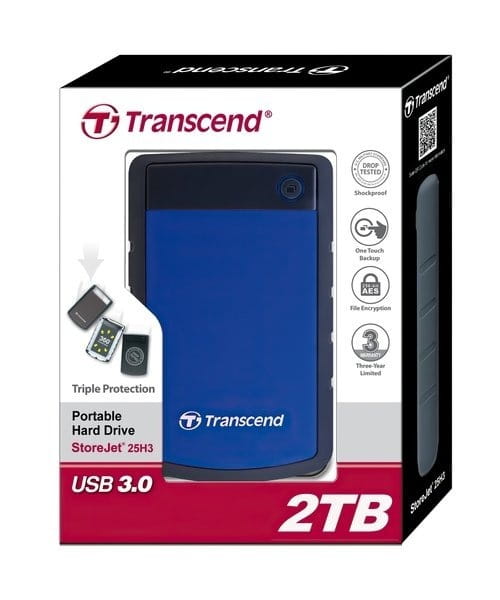 Зовнішній жорсткий диск 2.5" USB 2.0TB Transcend StoreJet (TS2TSJ25H3B)