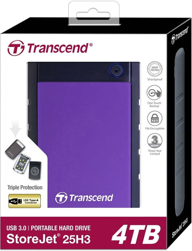 Внешний жесткий диск 2.5" USB 4.0TB Transcend StoreJet 25H3 (TS4TSJ25H3P)