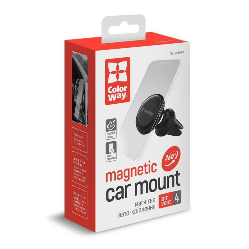 Держатель автомобильный СolorWay магнитный Metallic Air Vent-4 Black (CW-CHM09-BK)