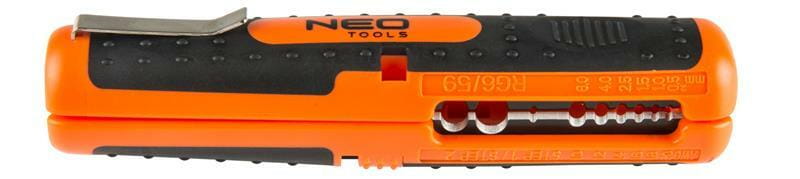 Съёмник изоляции NEO Tools 140 мм, AWG 10-20, 0,5-6 мм; 8-13 мм, RG6/59 (01-524)