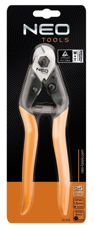 Ножницы NEO Tools для резки арматуры и стального троса, 190 мм (01-512)