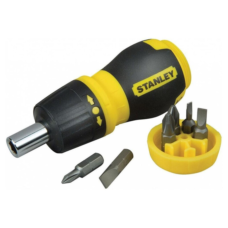 Отвертка Stanley Multibit Stubby реверсивная с 6 сменными битами (0-66-358)