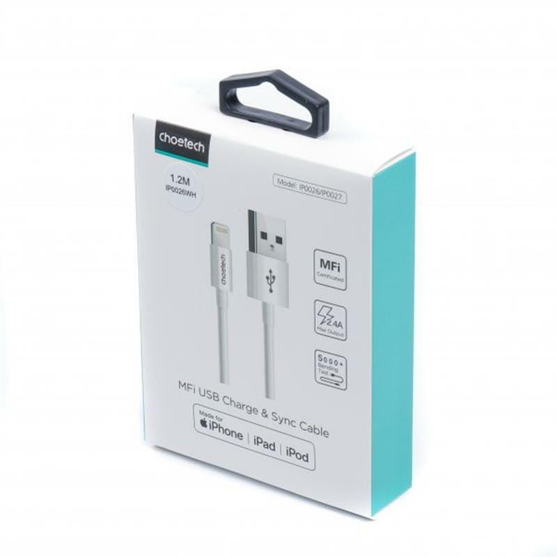 Кабель Choetech USB - Lightning (M/M), 1.2 м, White (IP0026-WH)