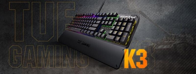 Клавiатура Asus TUF Gaming K3 RGB 104key Kailh RD UA Black (90MP01Q0-BKMA00)
