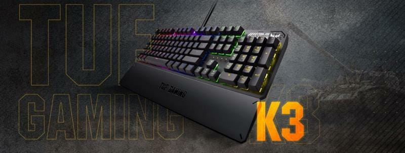 Клавiатура Asus TUF Gaming K3 RGB 104key Kailh RD UA Black (90MP01Q0-BKMA00)