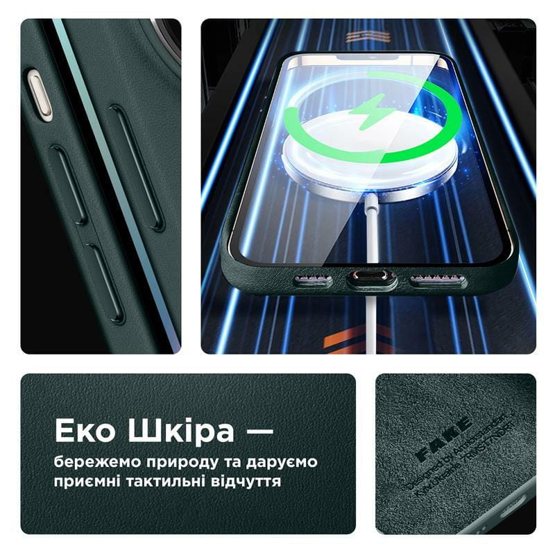 Чехол-накладка Armorstandart Fake Leather для Apple iPhone 14 Shirt Green (ARM64393)
