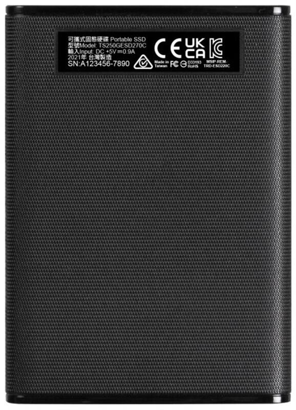 Накопичувач зовнішній SSD USB 3.1 Type-C 1TB Transcend ESD270C Black (TS1TESD270C)