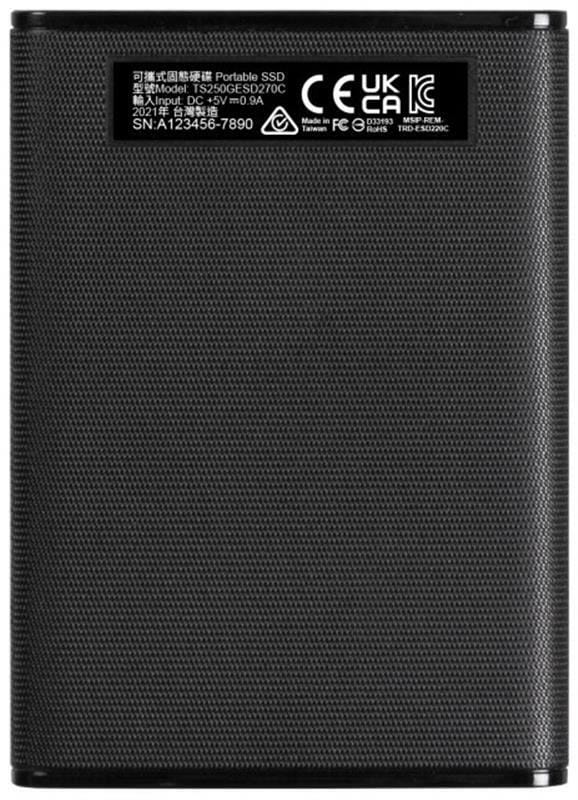 Накопитель внешний SSD USB 3.1 Type-C 1TB Transcend ESD270C Black (TS1TESD270C)