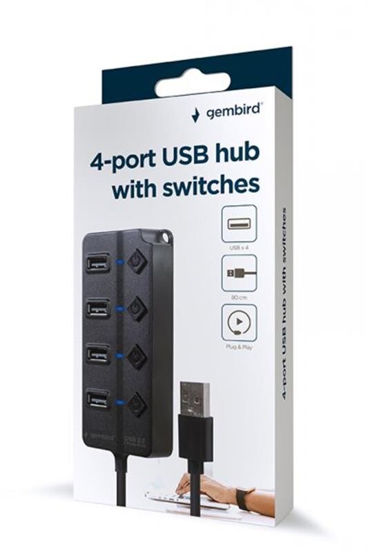 USB-хаб Gembird 4 ports (UHB-U2P4P-01) с выключателями