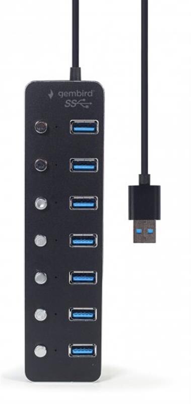 USB-хаб Gembird 7 ports Black (UHB-U3P7P-01) с выключателями