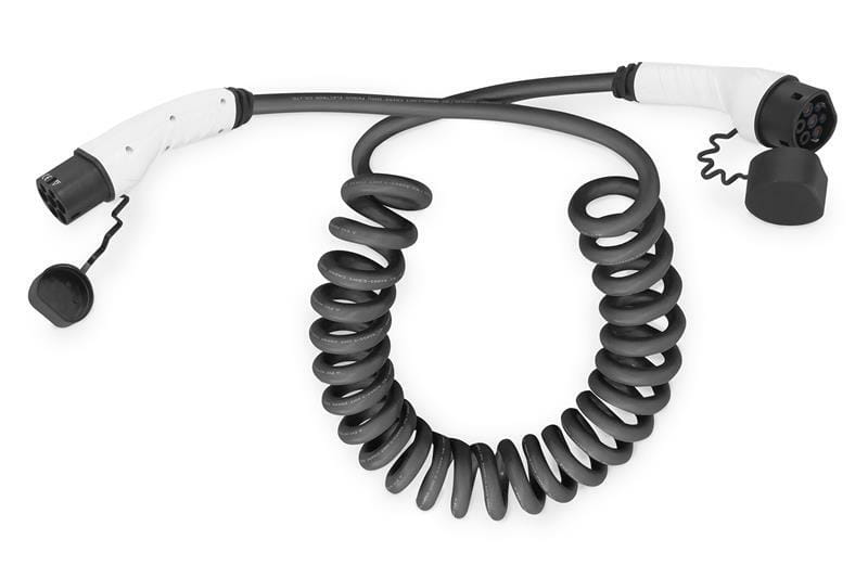 Зарядный кабель Digitus для электромобилей Type 2 to Type 2 Spiral, 32А, 7.4кВт, 1 фазный, 10м (DK-1P32-S-100)